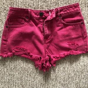 Fuchsia high waisted shorts